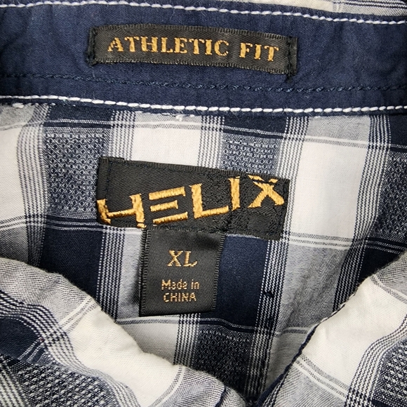 Helix Mens Button Down L/S Athletic Fit Western Snap Black White Shirt XL - Picture 3 of 6